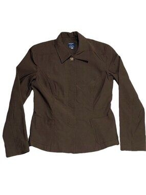 Geronimo By Stephen DiGeronimo Womens Brown Blazer Jacket Size 12 Cotton Blend